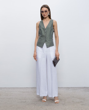 Peserico Жилет кольору хакі з льоном S0304100677