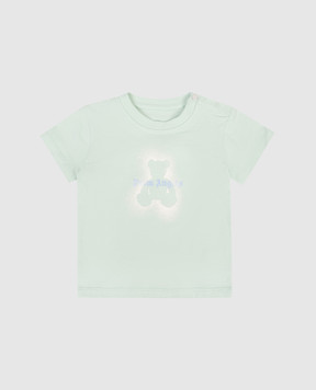 Palm Angels Детская зеленая футболка с принтом Spray Bear PBXB001S26JER001