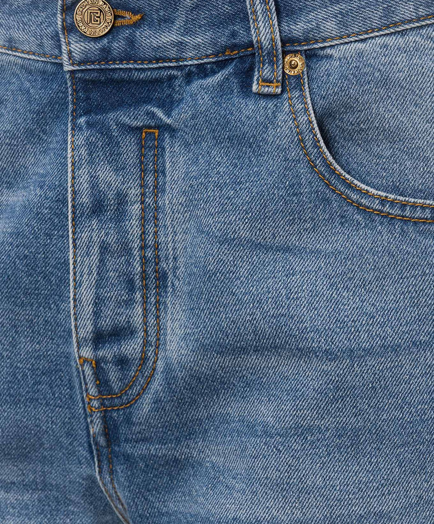 Balmain Синие джинсы с логотип патч HH1ML138DG26 изображение 5