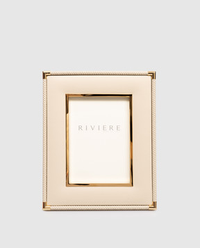 Giobagnara Бежева шкіряна фоторамка Thea F2SCEXGOLDRV06