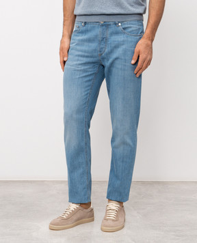Brunello Cucinelli Голубые джинсы с вышивкой эмблемы ME645D3210
