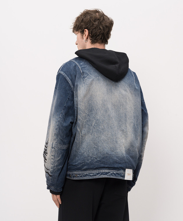 Off-White Синя утеплена джинсова куртка з ефектом потертості 44MYE09MS26D001 зображення 4