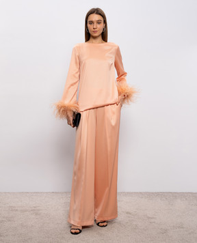 Twinset Розовая блуза с перьями страуса 261TP2424