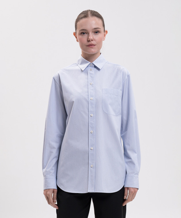 The Row Голубая рубашка Gavina в микрополоску 10477W4821 изображение 3