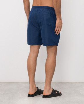 Brunello Cucinelli Синие шорты для плавания с вышивкой эмблемы MW817043