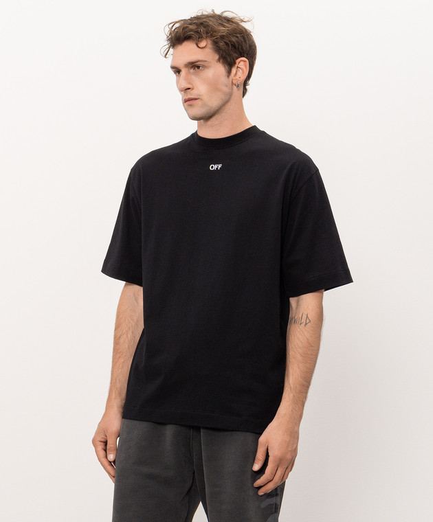 Off-White Черная футболка Scribble Narciso 44MAA120F26J017 изображение 3