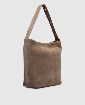 Christian Villa Коричневая замшевая сумка с тиснением логотипа 06448