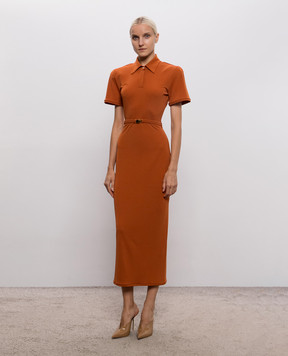 Rowen Rose Коричневое платье миди RRJ101L