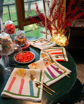 TESSITURA TOSCANA TELERIE Набір білих сервірувальних серветок HANDS ON XMAS з льоном NT250135020067