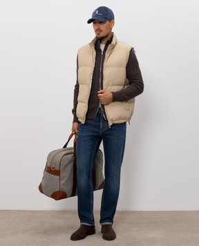 Brunello Cucinelli Бежевая футболка прямого кроя с эмблемой M0B138440