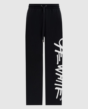 Off-White Чорні спортивні штани з контрастним принтом логотипа 44MCH05AS26F00B