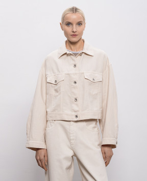 Brunello Cucinelli Джинсовая куртка цвета айвори с цепочкой мониль ML9967674
