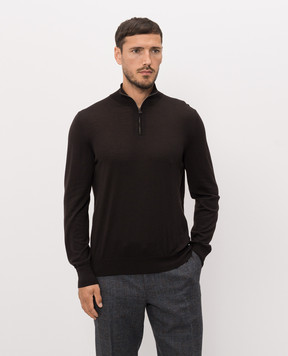 ISAIA Коричневый джемпер из шерсти с молнией MG8018YP005