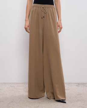 Max Mara Коричневі штани GENERO із шовку MXMGENERO