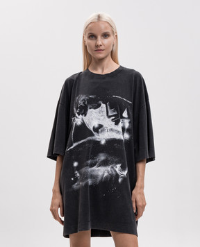 Off-White Черное платье-футболка Dreaming Narciso 2FU00594T
