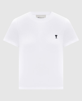 Ami Paris Белая футболка с вышивкой эмблемы FTS347724