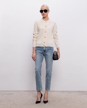 Balmain Бежевый кардиган с шелком GF0KL280KJ53