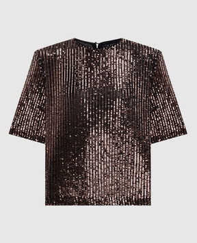 Twinset Коричневая блуза в пайетке 262TT2143