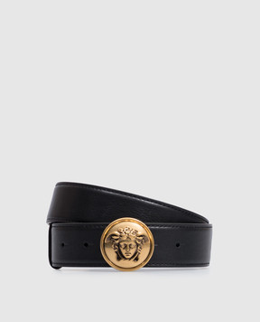 Versace Черный кожаный ремень с эмблемой 1025016DVTP1