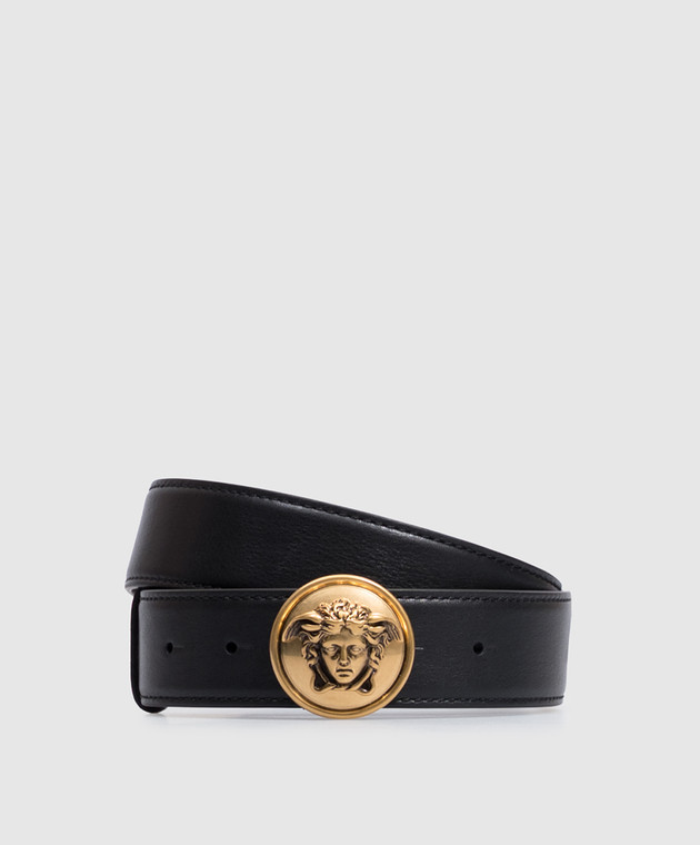 Versace Черный кожаный ремень с эмблемой 1025016DVTP1