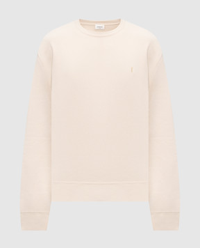 Saint Laurent Бежевый утепленный свитшот с вышивкой монограммы 859817Y36SW