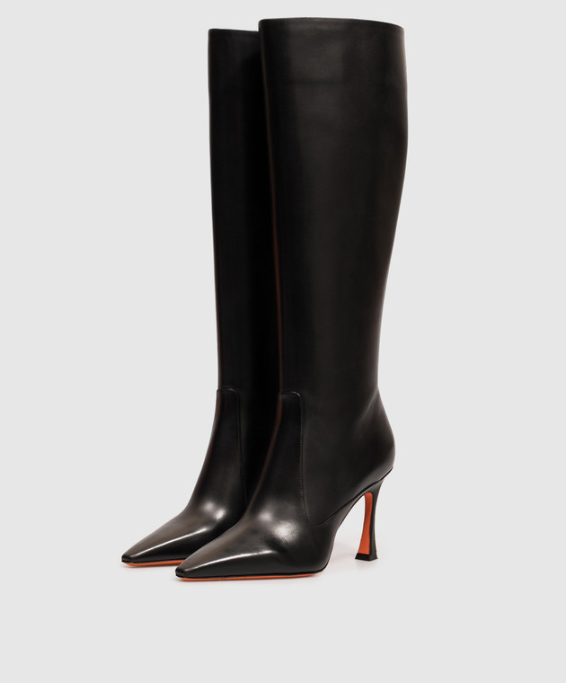 Santoni Черные кожаные сапоги WSTV72388HI2NXUY изображение 2