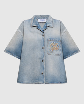 Off-White Голубая джинсовая рубашка с эффектом потертости 2FA00585T