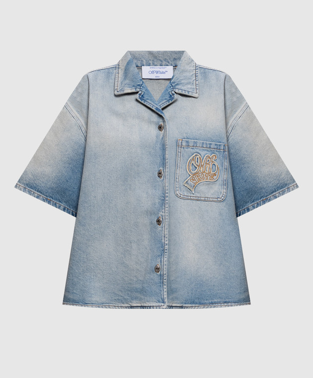 Off-White Голубая джинсовая рубашка с эффектом потертости 2FA00585T