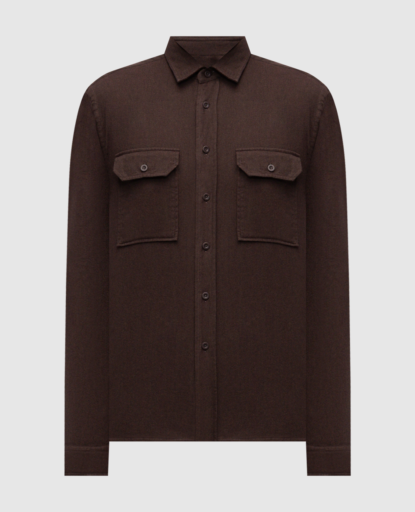 

Коричневая рубашка в тканом узоре, Коричневый, Рубашки