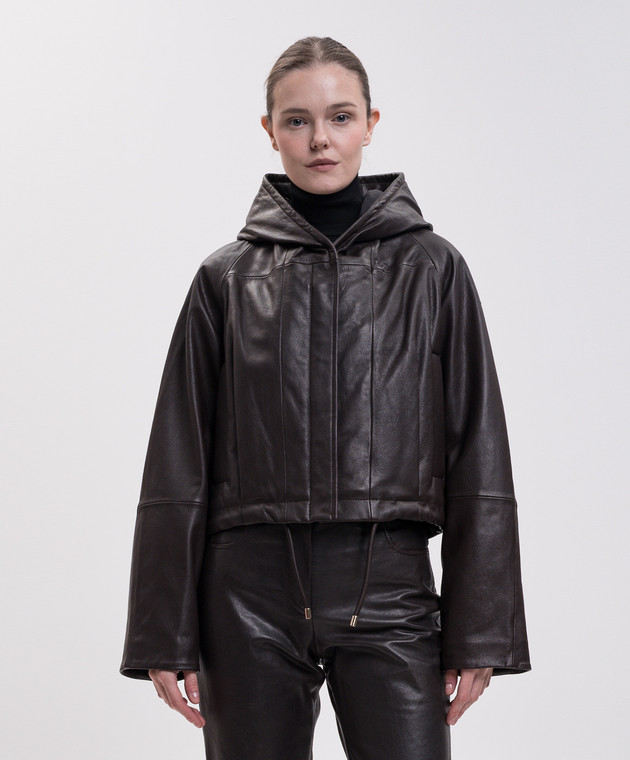 Max Mara Sportmax Коричнева шкіряна куртка KABALA SPXKABALA зображення 3