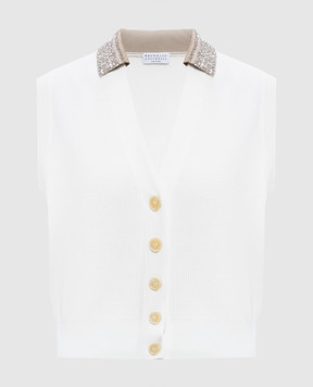 Brunello Cucinelli Белый жилет с пайетками M19232426