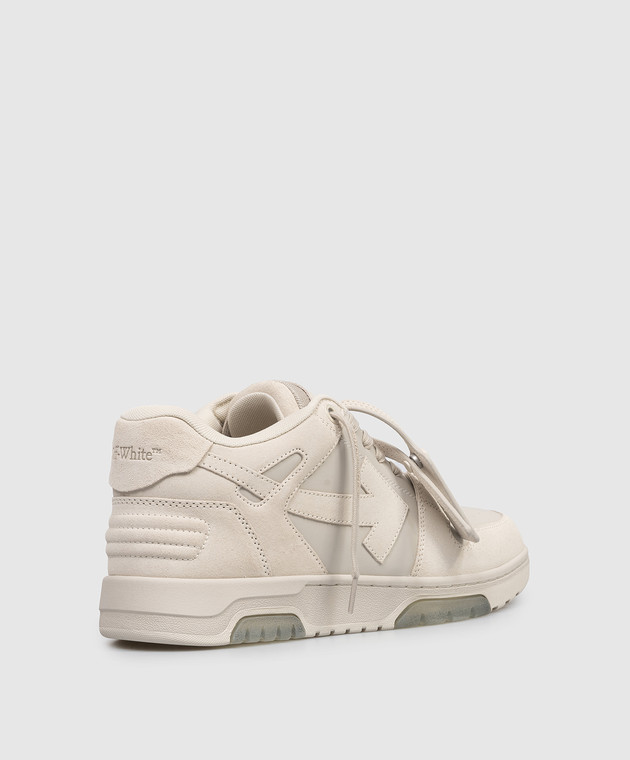 Off-White Бежевые кожаные кроссовки Out Of Office OMIA189S26LEA004 изображение 3