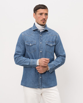 Brunello Cucinelli Синяя джинсовая рубашка MH1924008