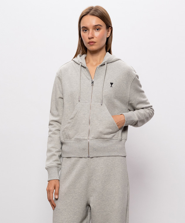 Ami Paris Сіра меланжева спортивна куртка FSW801730 зображення 3
