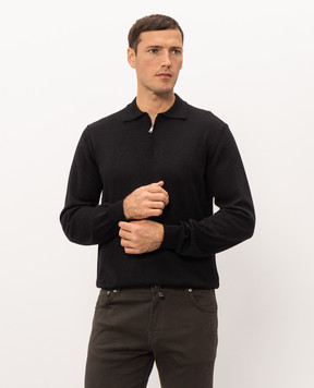Cashmere&Whiskey Черное поло из шерсти, шелка и кашемира 474Z