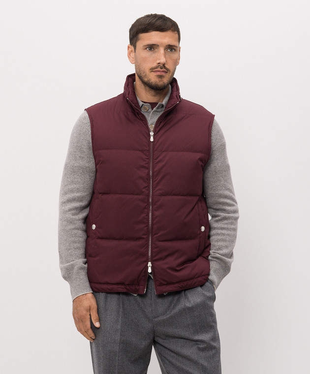 Brunello Cucinelli Бордовий пуховий жилет MV4081611 зображення 3