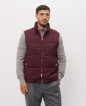 Brunello Cucinelli Бордовый пуховый жилет MV4081611
