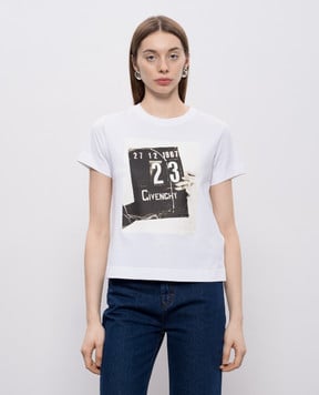 Givenchy Біла футболка з принтом BW70FJP7A4