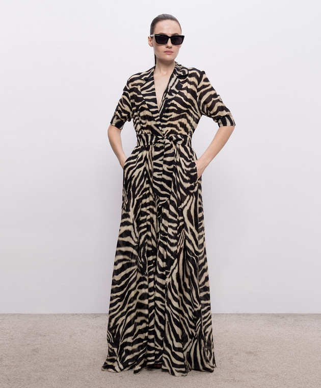 Ermanno Scervino Life Платье-рубашка с шелком в анималистичный принт D484Q705YAJI изображение 2