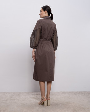 Peserico Коричнева сукня-сорочка A02729A1979B