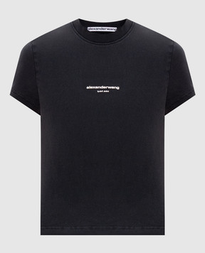 Alexander Wang Черная футболка с фактурным логотипом 1CC3261302
