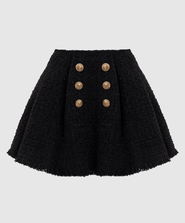 Balmain Чорна твідова спідниця міні HF1LA680XM07