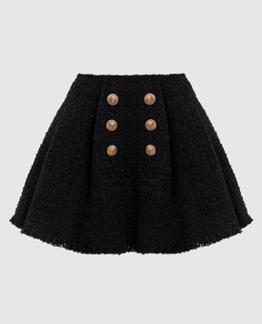 Balmain Чорна твідова спідниця міні HF1LA680XM07
