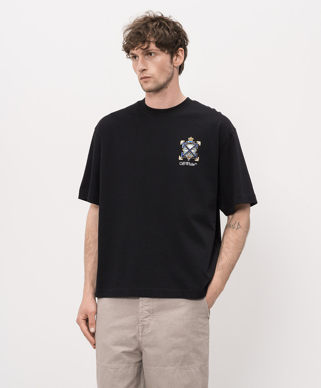 Off-White Черная футболка Jewel Arrow с кристаллами 44MAA120S26J003 изображение 3