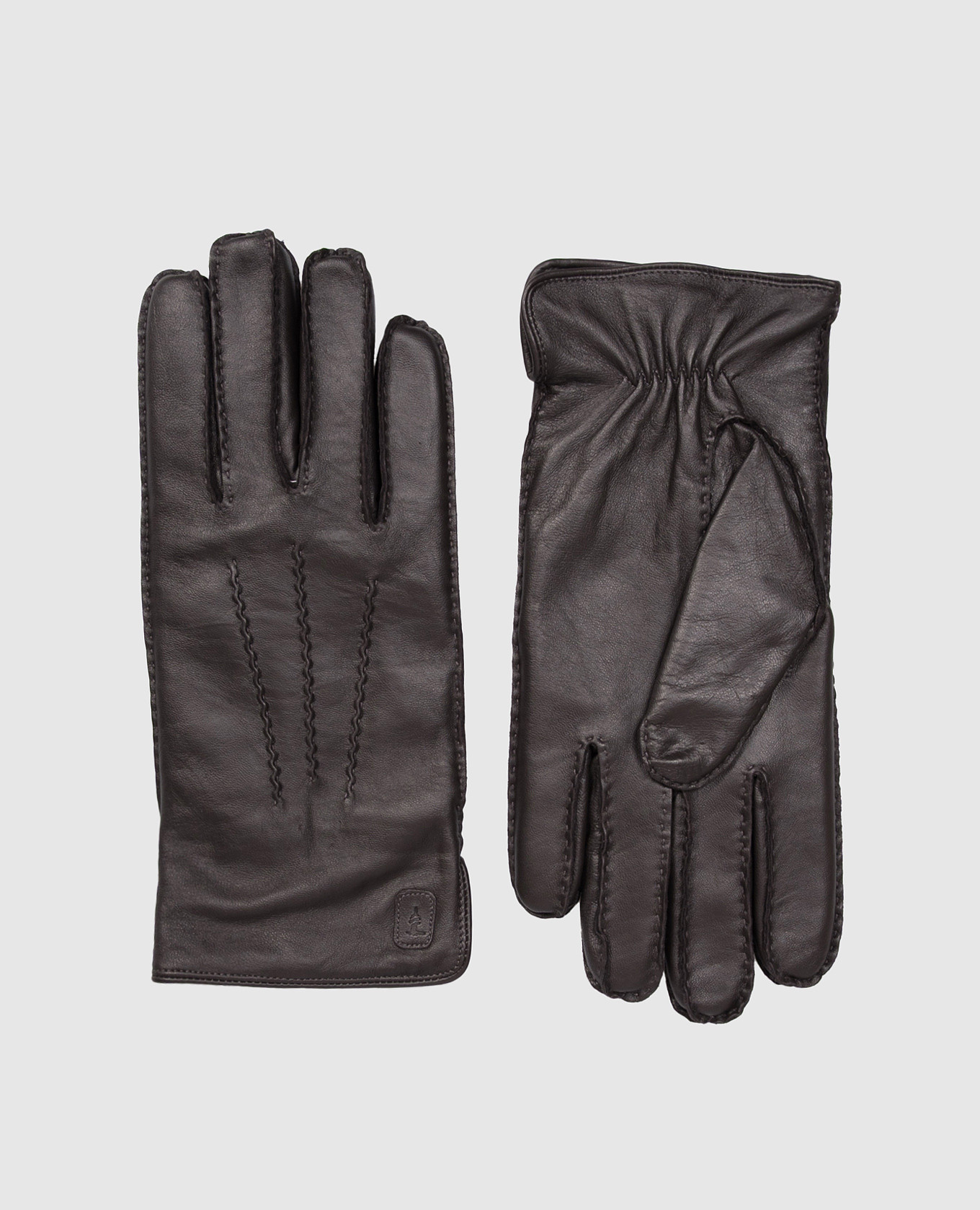 Коричневые кожаные перчатки с эмблемой