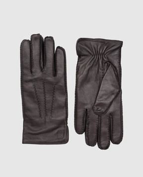 Trussardi Коричневі шкіряні рукавички з емблемою E302X000003NMG001L40