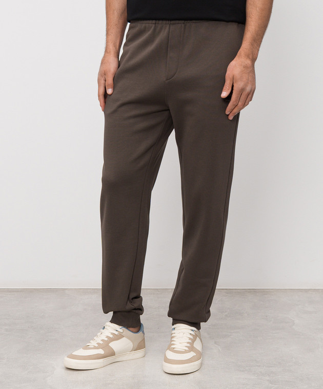 Moncler Коричневые джоггеры с фактурным логотипом L10918H0000289AZY изображение 2