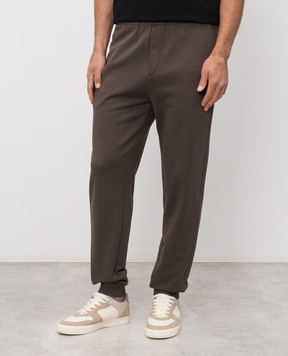 Moncler Коричневые джоггеры с фактурным логотипом L10918H0000289AZY