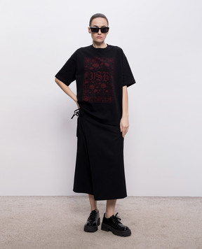 Y`S Yamamoto Черная футболка с цветочным принтом YKT44132