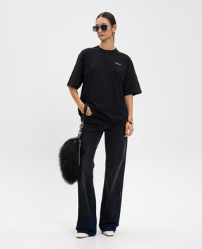 Off-White Чорна футболка з принтом 2AA13FF25JER004
